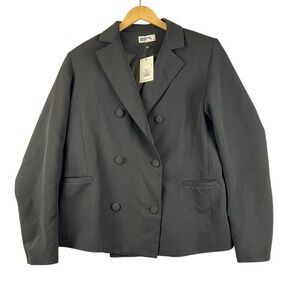 Mistress Rocks Double Breasted Blazer Business‎ Casual Jacket Black XS